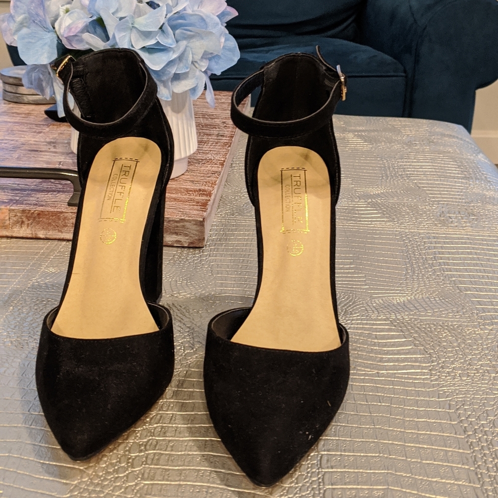 NEW Black Block Heel Ankle Buckle Pumps